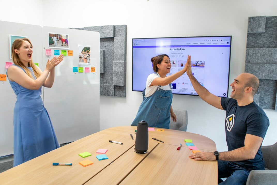 team discussing goals in meeting room