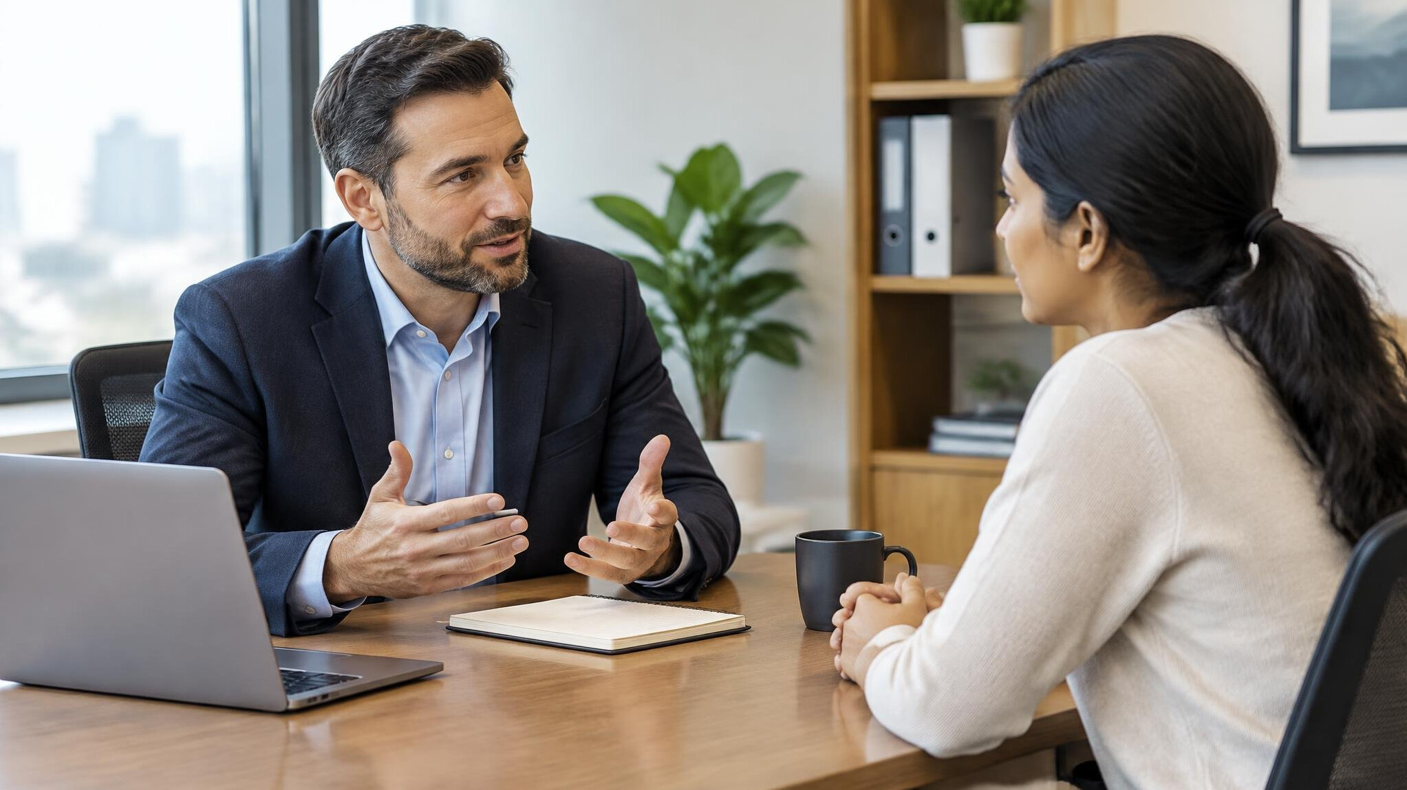 manager talking to employee